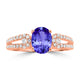 1.2ct Oval Tanzanite Ring with 0.3 cttw Diamond