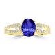 1.2ct Oval Tanzanite Ring with 0.3 cttw Diamond