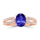 1.2ct Oval Tanzanite Ring with 0.3 cttw Diamond