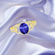 1.2ct Oval Tanzanite Ring with 0.4 cttw Diamond