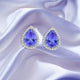 7ct Pear Shape Tanzanite Earring with 0.54 cttw Diamond