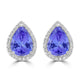 7ct Pear Shape Tanzanite Earring with 0.54 cttw Diamond