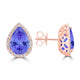 7ct Pear Shape Tanzanite Earring with 0.54 cttw Diamond