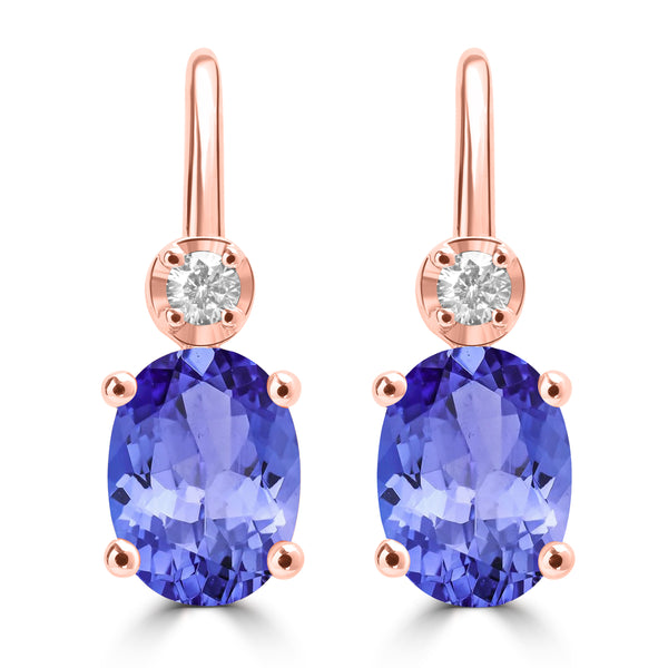 2.4ct Oval Tanzanite Earring with 0.1 cttw Diamond