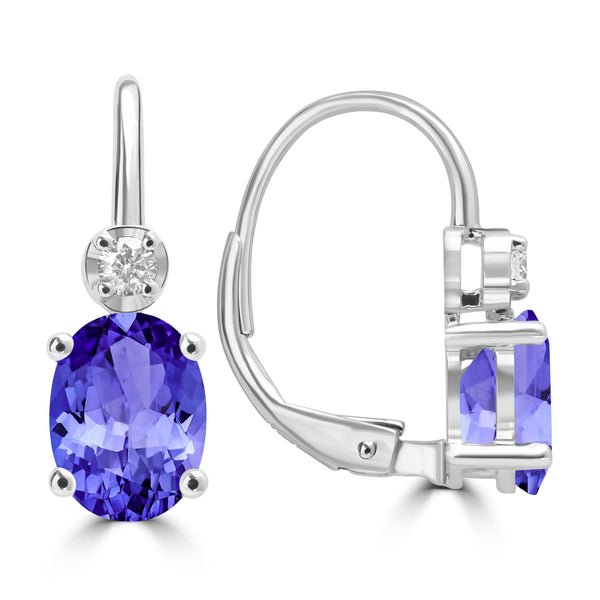 2.4ct Oval Tanzanite Earring with 0.1 cttw Diamond