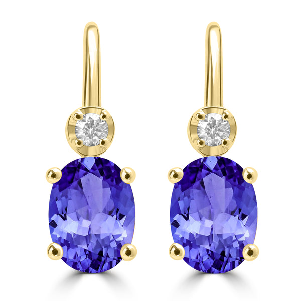 2.4ct Oval Tanzanite Earring with 0.1 cttw Diamond