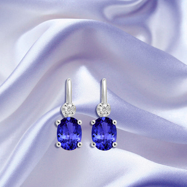 2.4ct Oval Tanzanite Earring with 0.1 cttw Diamond