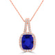 2.1ct Cushion Tanzanite Pendant with 0.28 cttw Diamond