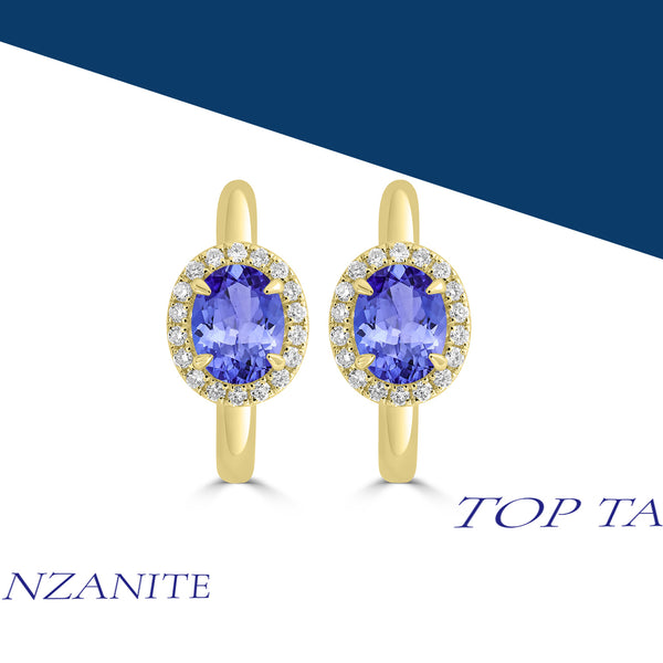 2ct Oval Tanzanite Earring with 0.311 cttw Diamond