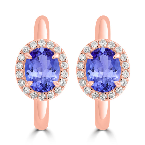 2ct Oval Tanzanite Earring with 0.311 cttw Diamond