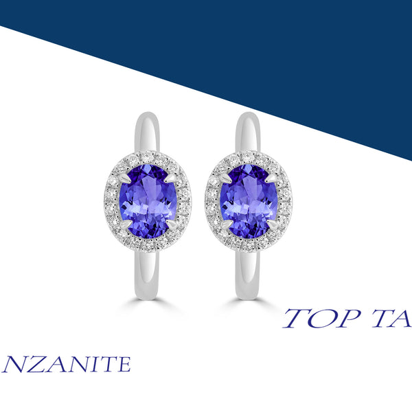 2ct Oval Tanzanite Earring with 0.311 cttw Diamond