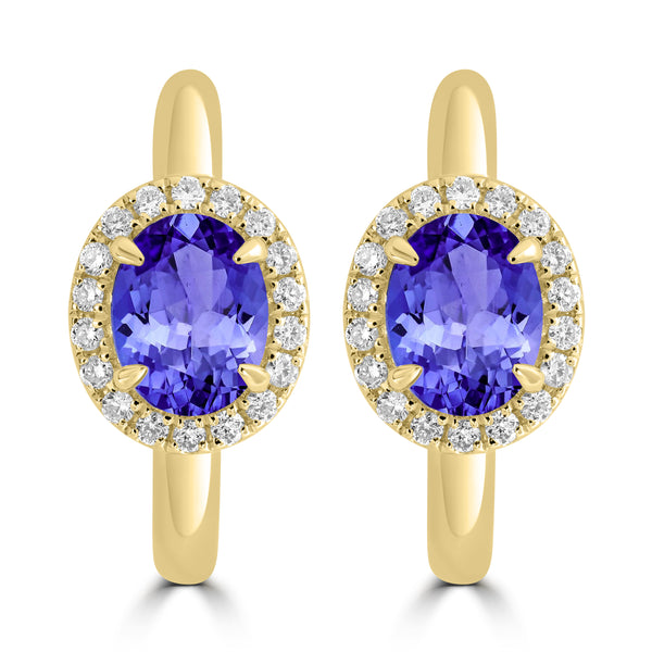 2ct Oval Tanzanite Earring with 0.311 cttw Diamond