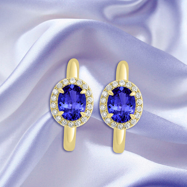 2ct Oval Tanzanite Earring with 0.311 cttw Diamond