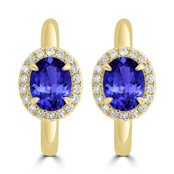 2ct Oval Tanzanite Earring with 0.311 cttw Diamond