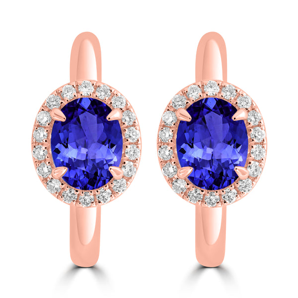 2ct Oval Tanzanite Earring with 0.311 cttw Diamond