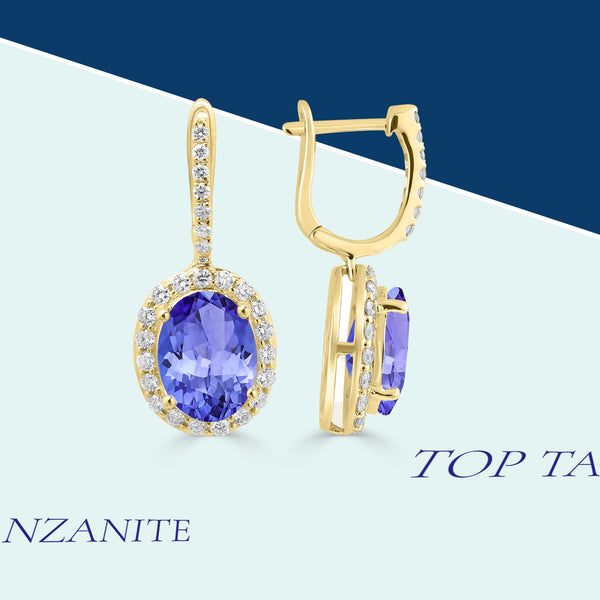 5.7ct Oval Tanzanite Earrings with 0.63 cttw Diamond