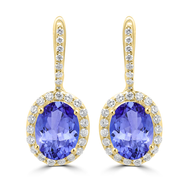 5.7ct Oval Tanzanite Earring with 0.63 cttw Diamond