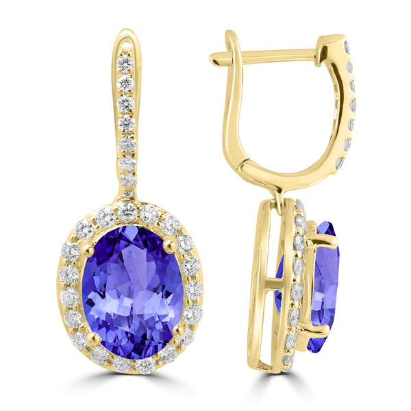 5.7ct Oval Tanzanite Earring with 0.63 cttw Diamond