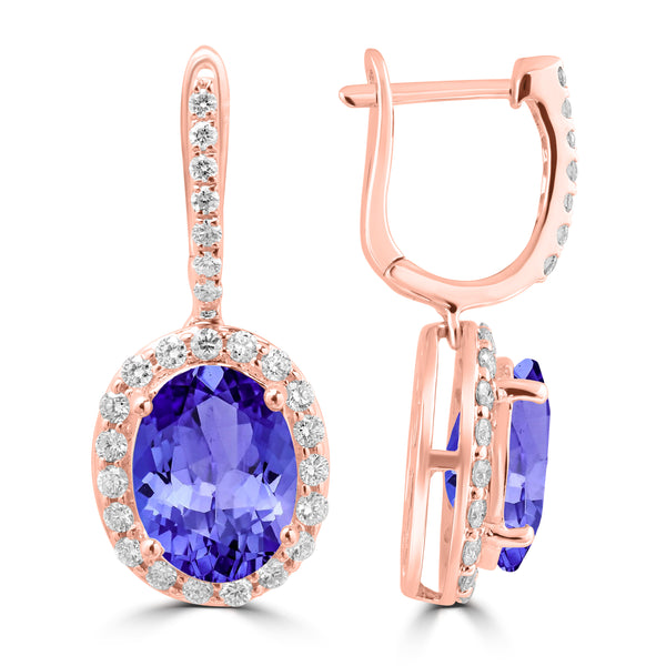 5.7ct Oval Tanzanite Earrings with 0.63 cttw Diamond