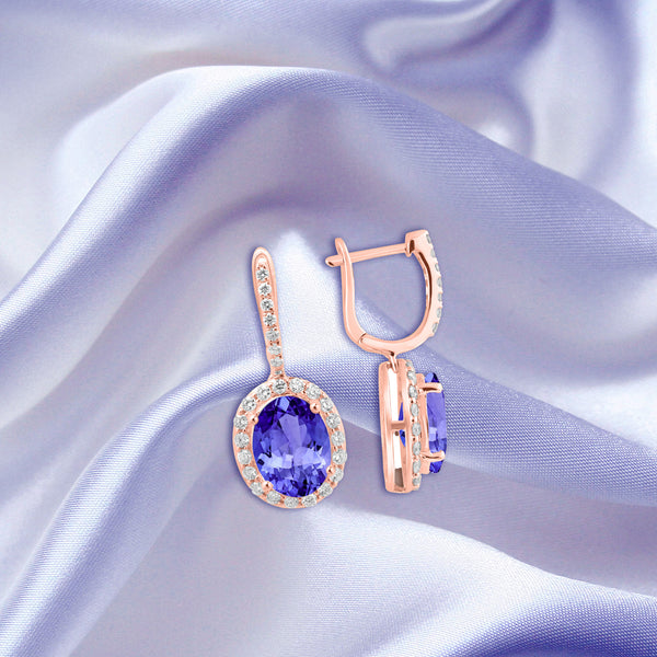 5.7ct Oval Tanzanite Earring with 0.63 cttw Diamond