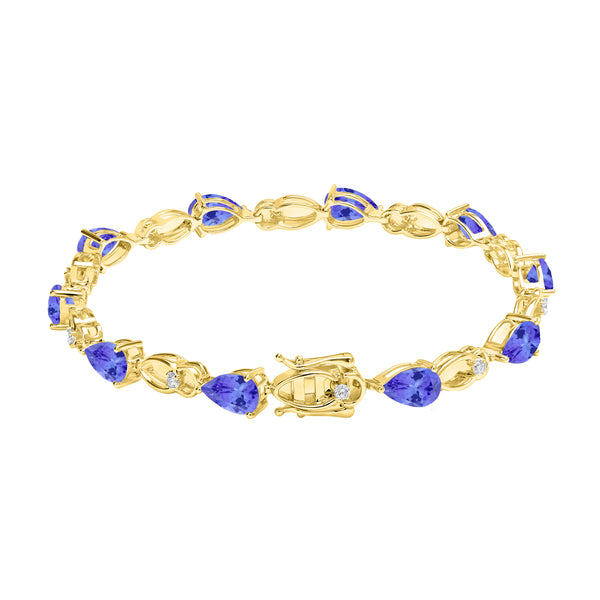 8.5ct Pear Shape Tanzanite Bracelet with 0.25 cttw Diamond