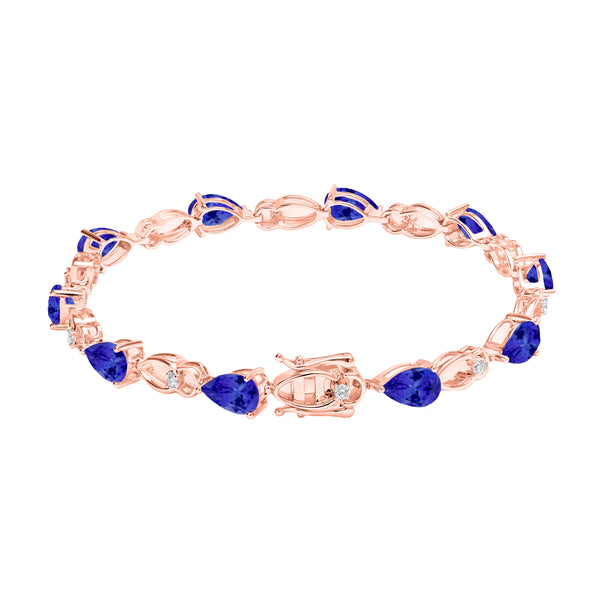 8.5ct Pear Shape Tanzanite Bracelet with 0.25 cttw Diamond