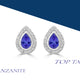 0.8ct Pear Shape Tanzanite Earring with 0.28 cttw Diamond