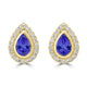 0.8ct Pear Shape Tanzanite Earring with 0.28 cttw Diamond