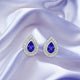 0.8ct Pear Shape Tanzanite Earring with 0.28 cttw Diamond