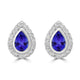 0.8ct Pear Shape Tanzanite Earring with 0.28 cttw Diamond