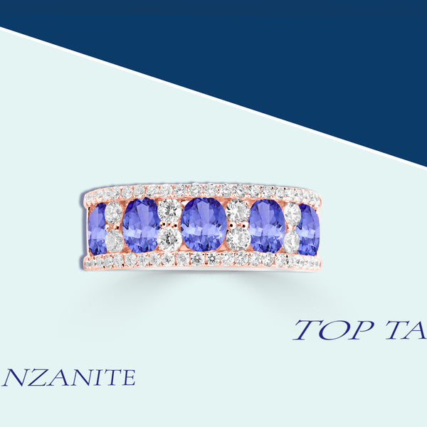 1.75ct Oval Tanzanite Ring with 0.75 cttw Diamond