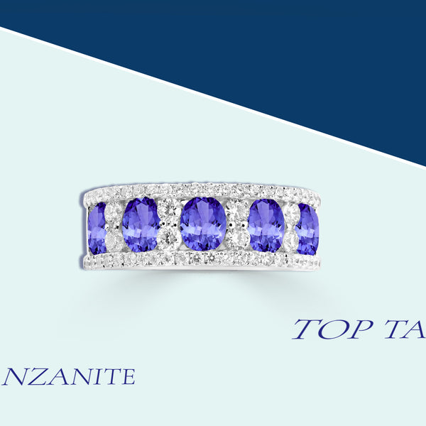 1.75ct Oval Tanzanite Ring with 0.75 cttw Diamond