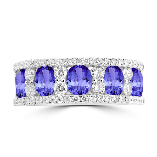 1.75ct Oval Tanzanite Ring with 0.75 cttw Diamond