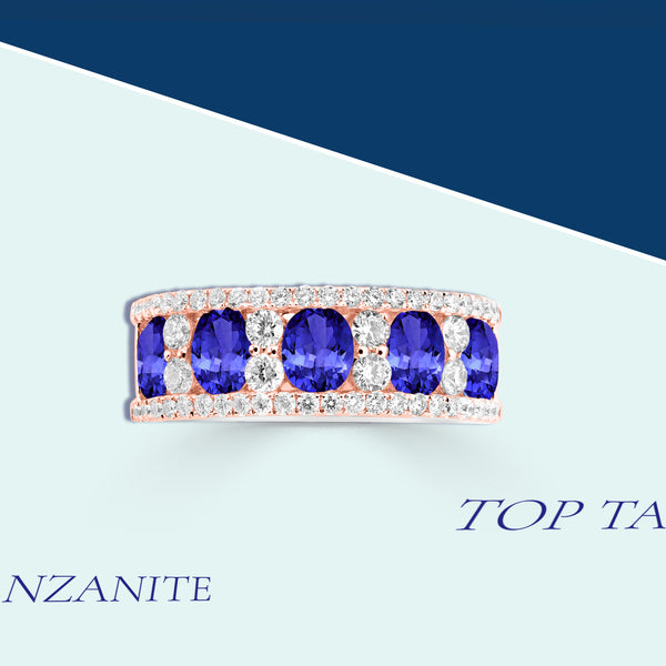 1.75ct Oval Tanzanite Ring with 0.75 cttw Diamond