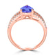 1.65ct Pear Shape Tanzanite Ring with 0.28 Diamond