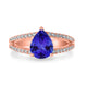 1.65ct Pear Shape Tanzanite Ring with 0.28 Diamond