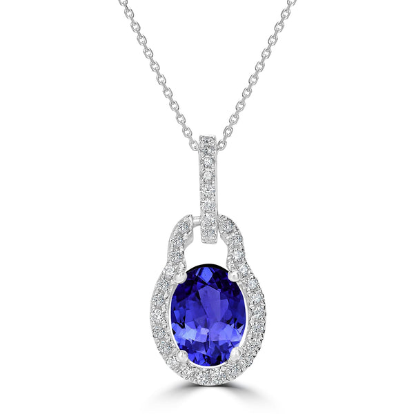 1.2ct Oval Tanzanite Pendant with 0.18 cttw Diamond