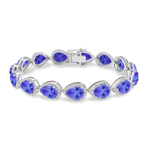 26.25ct Pear Shape Tanzanite Bracelet with 2.01 cttw Diamond