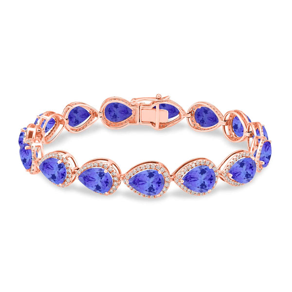 1.65ct Pear Tanzanite Bracelet with 2.01 cttw Diamond