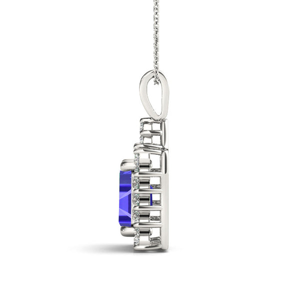 4.5ct Emerald Cut Tanzanite Pendant with 0.75 cttw Diamond