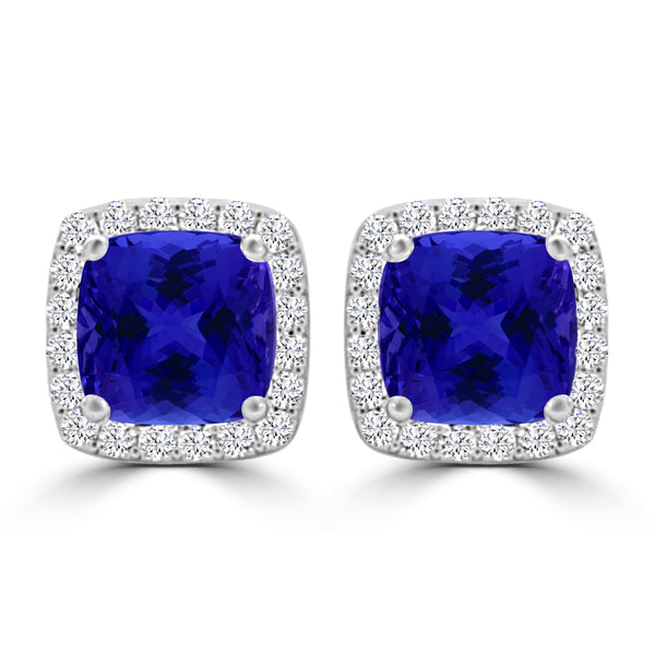 TMR121120 - Scarlett - Cushion Tanzanite and Diamond Earring Halo