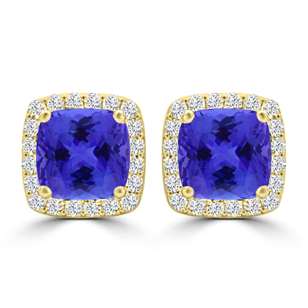 TMR121120 - Scarlett - Cushion Tanzanite and Diamond Earring Halo