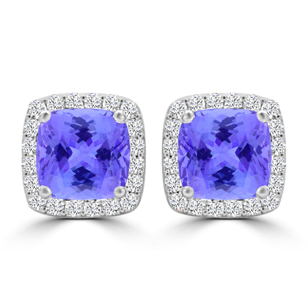 TMR121120 - Scarlett - Cushion Tanzanite and Diamond Earring Halo