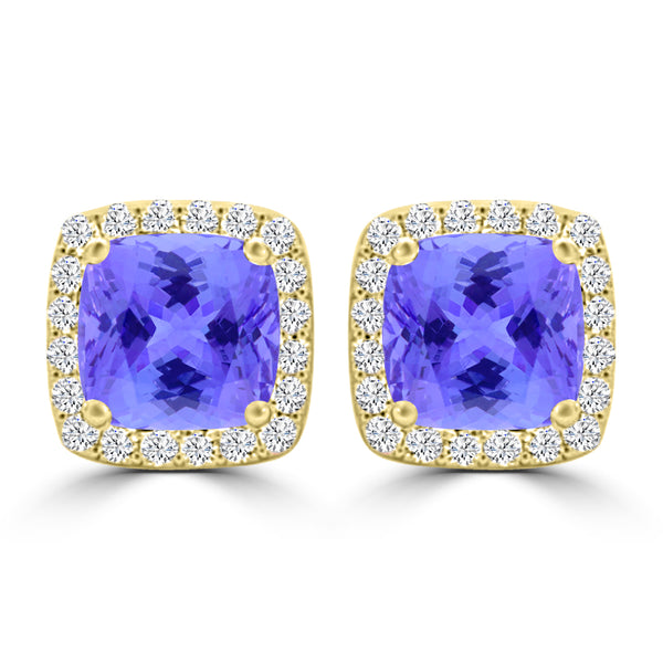 TMR121120 - Scarlett - Cushion Tanzanite and Diamond Earring Halo