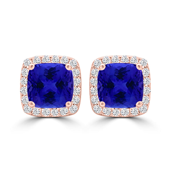 TMR121120 - Scarlett - Cushion Tanzanite and Diamond Earring Halo