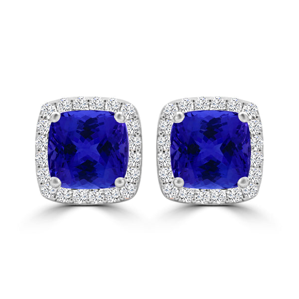 TMR121120 - Scarlett - Cushion Tanzanite and Diamond Earring Halo