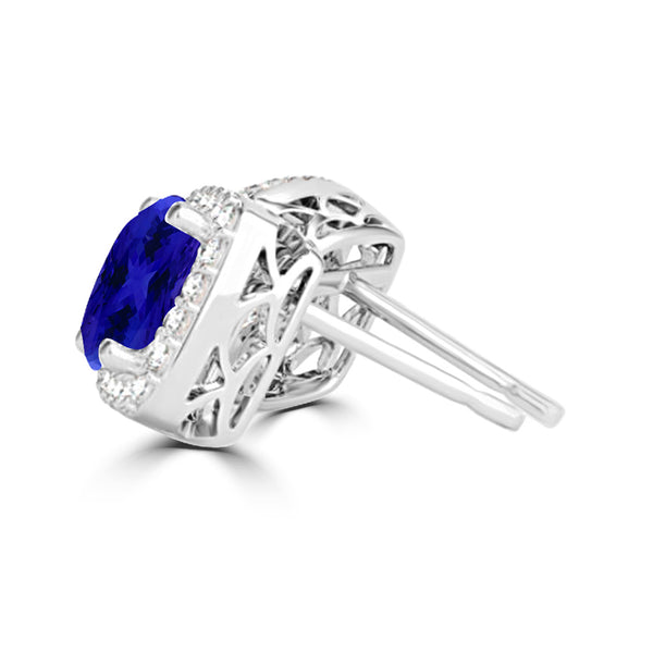 TMR121120 - Scarlett - Cushion Tanzanite and Diamond Earring Halo