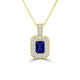 TMR121141 - Leah - Emerald Cut Tanzanite and Diamond Pendant Halo