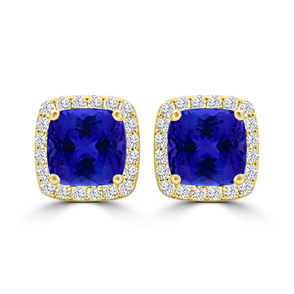 TMR121120 - Scarlett - Cushion Tanzanite and Diamond Earring Halo