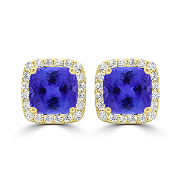 TMR121120 - Scarlett - Cushion Tanzanite and Diamond Earring Halo